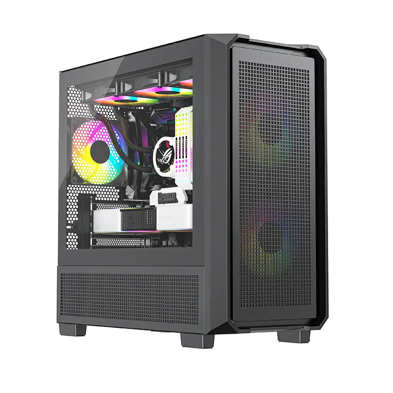 Dual HDD PC case,Tempered glass PC case,Dunao Micro ATX case front view